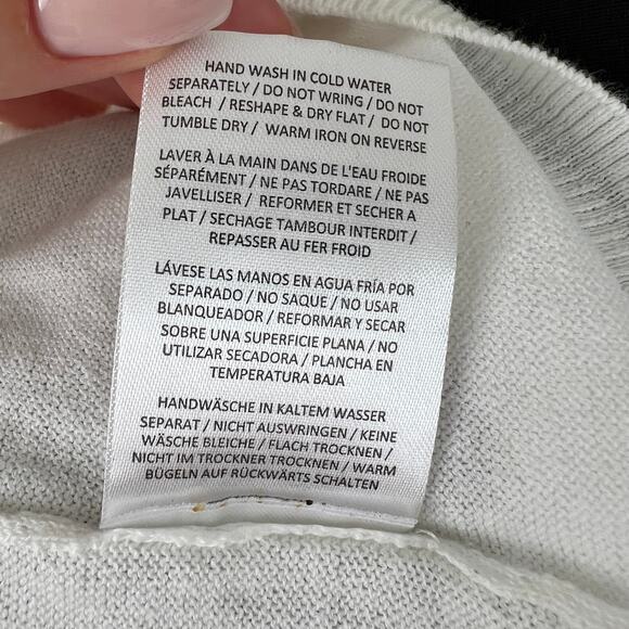 Minnie Rose White XS Top Round Neck Restore Asymmetrical Long Sleeve Pullover - Picture 10 of 10